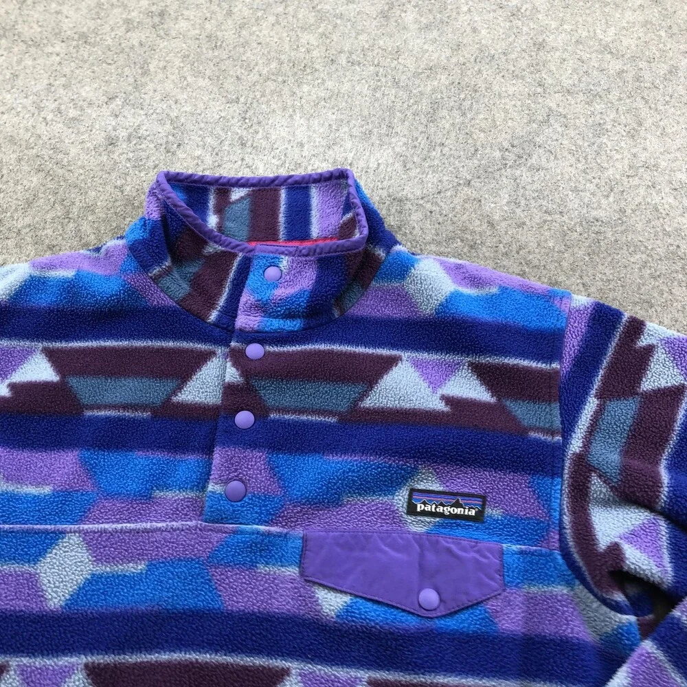 Patagonia Jacket Womens Small Multicolor Synchilla Fleece Snap Pullover Aztec - Picture 4 of 10